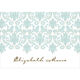 Aqua and Gold Damask Folded Note Cards Image 3 of 3